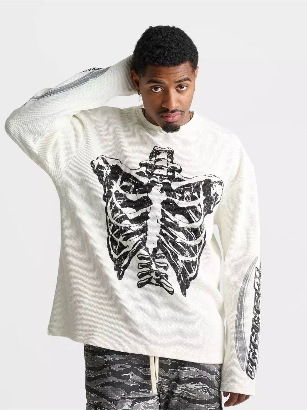 SUPPLY & DEMAND BONEZ GRAPHIC LONG-SLEEVE THERMAL SHIRT Skeleton Medium New